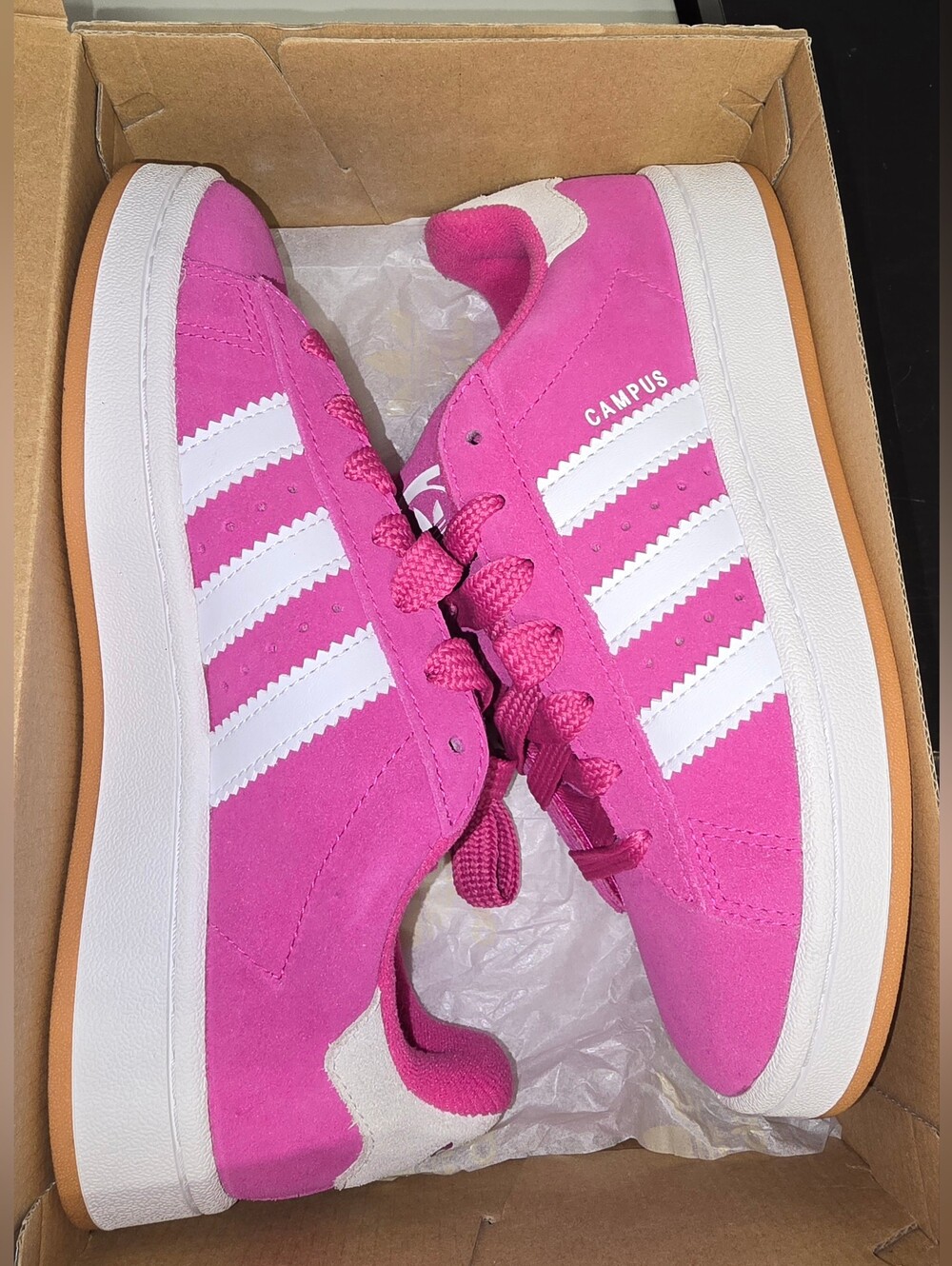 adidas Campus Women's Hot Pink Suede Sneakers with White Stripes